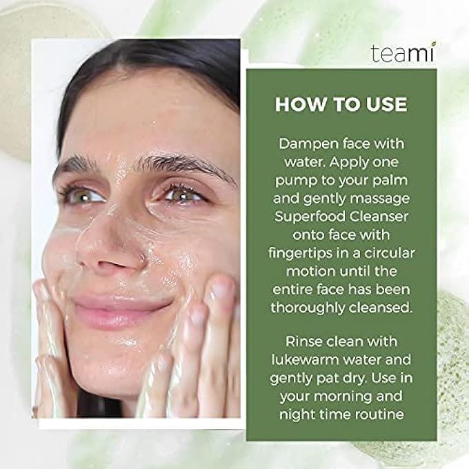 teami SUPERFOOD DAILY FACIAL CLEANSER - 4 OZ - FACE WASH FOR WOMEN MADE WITH ORGANIC INGREDIENTS LIKE ALOE, TURMERIC, MATCHA, AND SEA KELP - FACE CLEANSER SUITABLE FOR ALL SKIN TYPES - Image 4